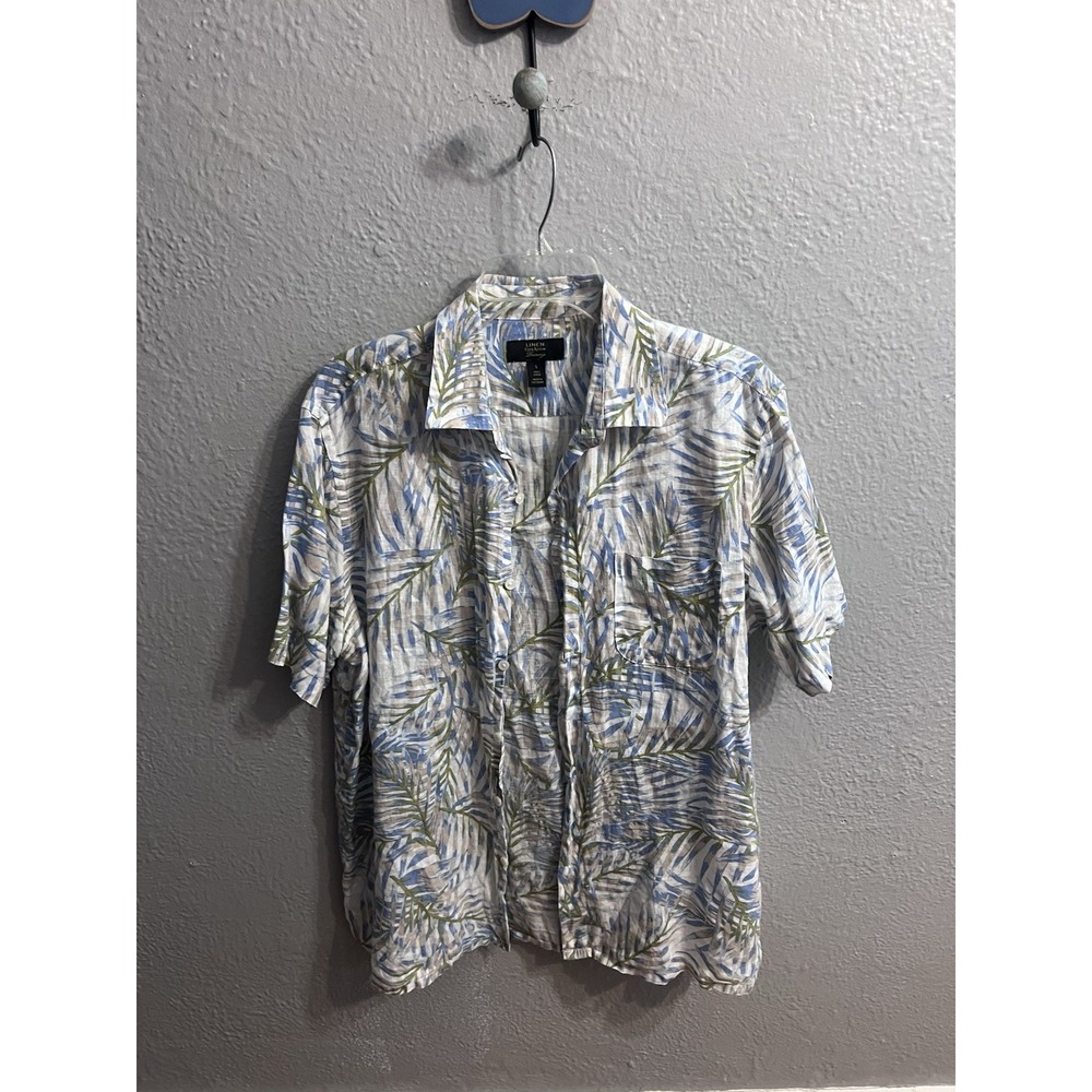 Club Room Luxury Linen Shirt Mens Size Large Hawaiian - Picture 2 of 9